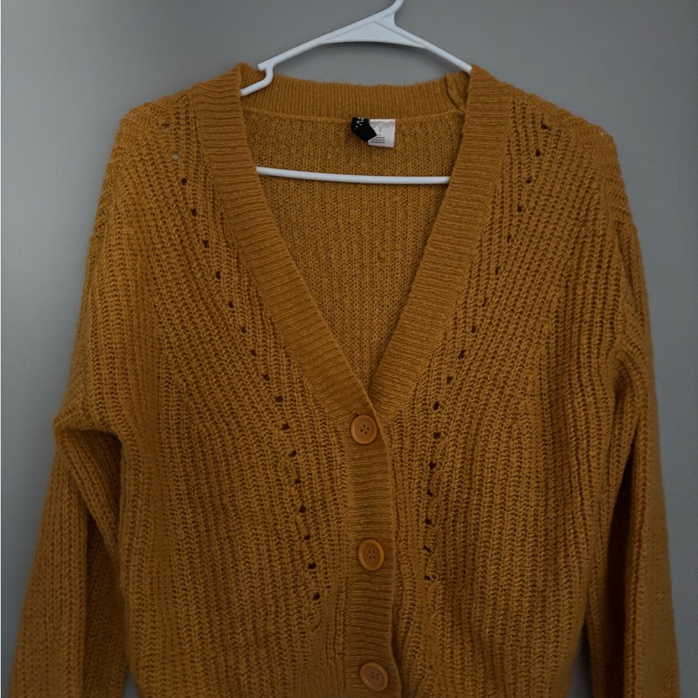 Mustard Button-Up Women's Sweater